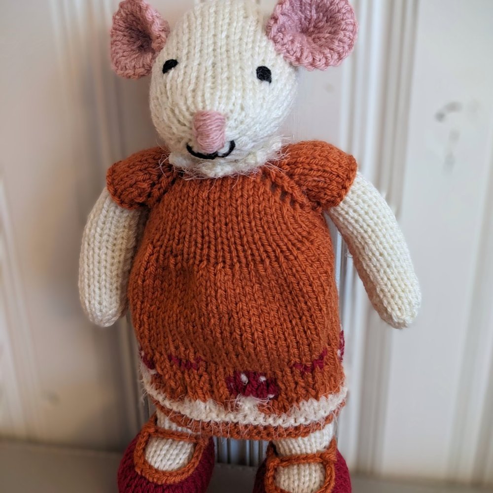 Meet Ella Mouse handmade tricot stuffed animal baby shower birthday gift 14 inch